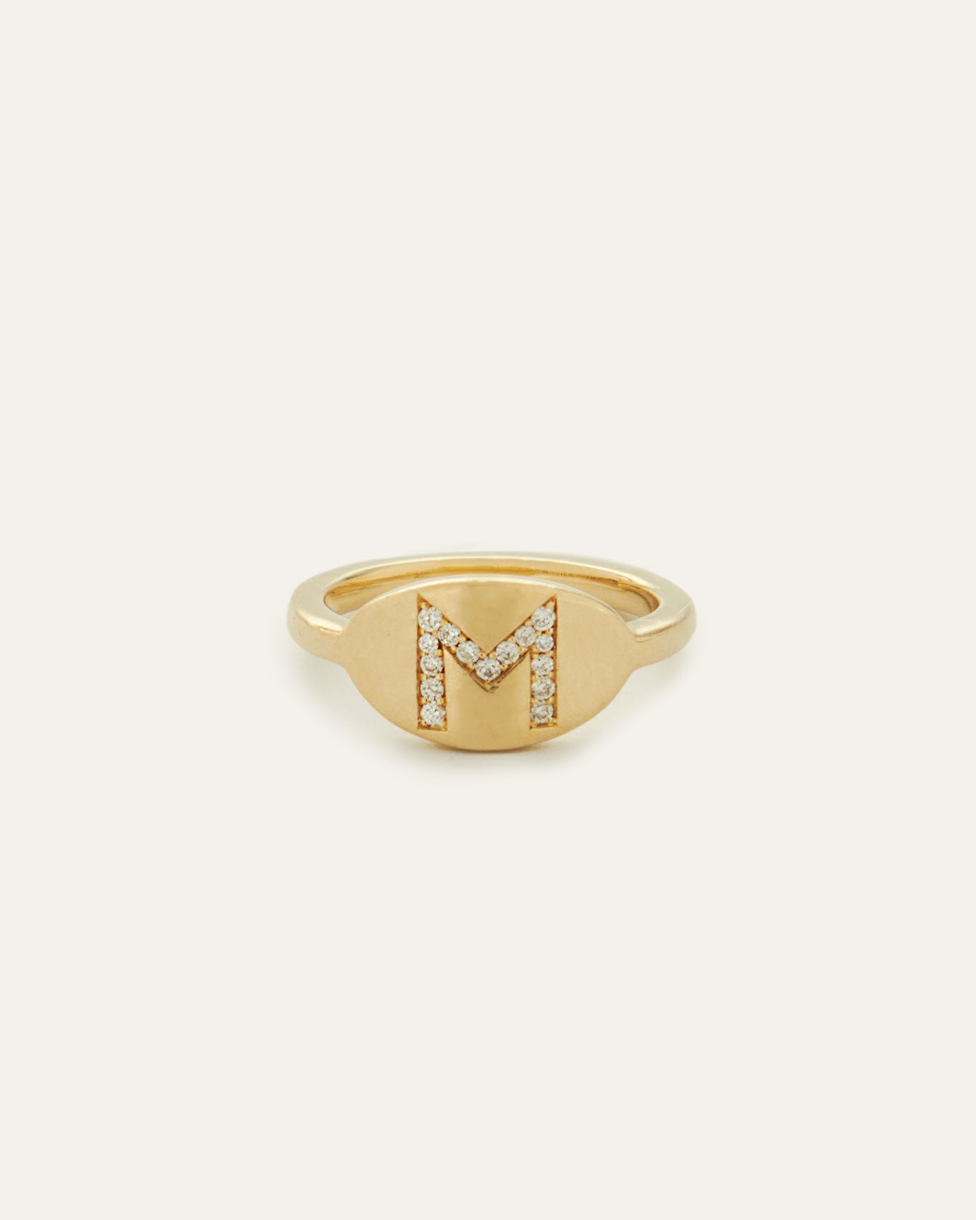 Diamond Initial Signet Ring