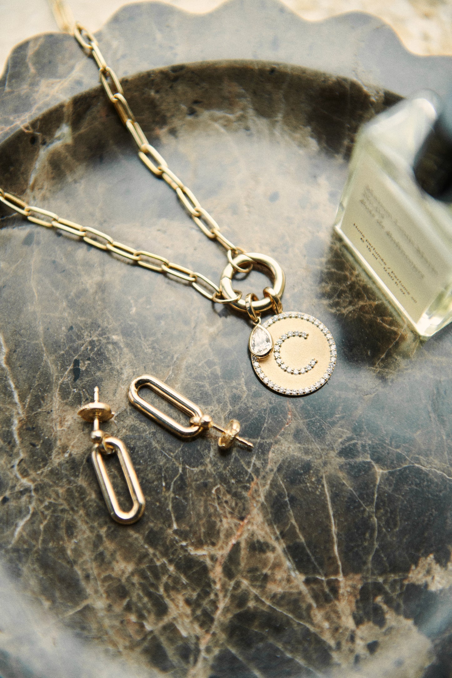 Diamond Medallion Initial Necklace