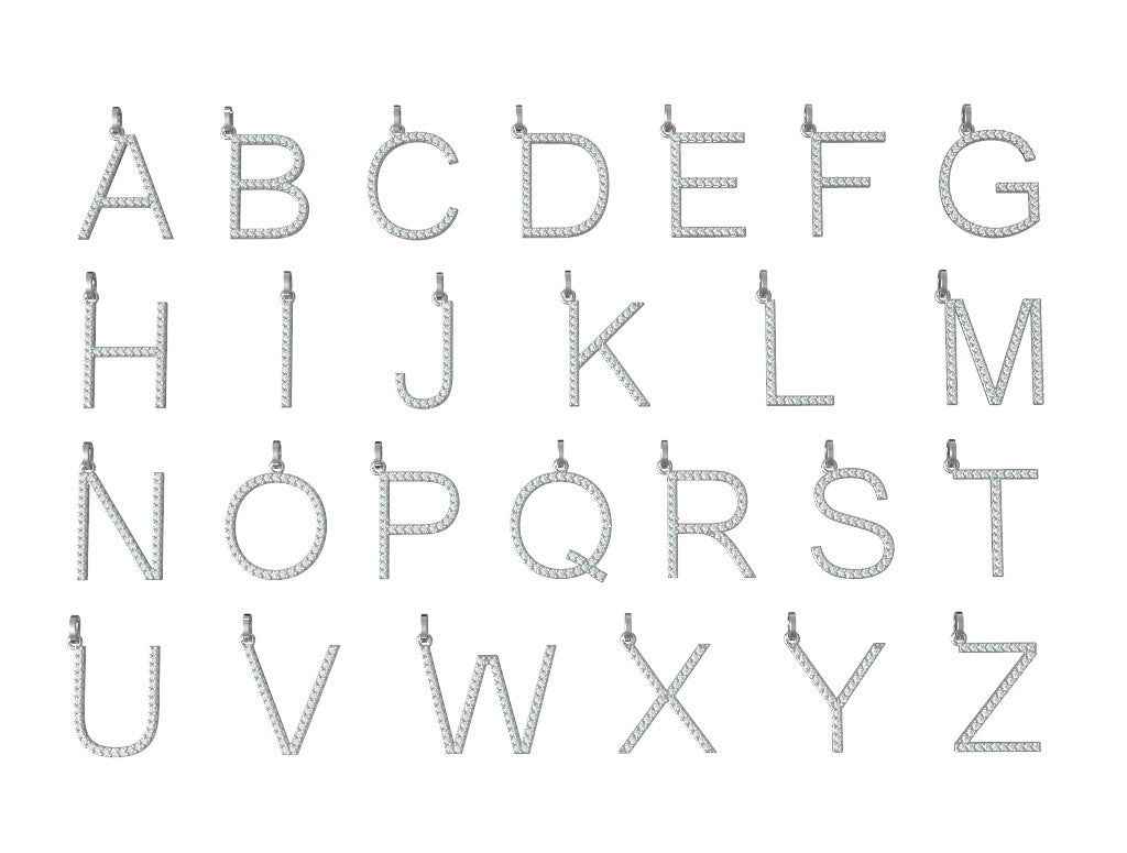 Power Letter Diamond Pendant Necklace