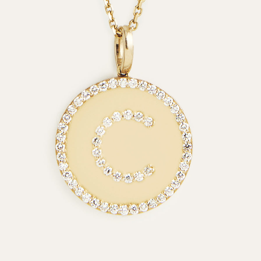 Diamond Medallion Initial Necklace
