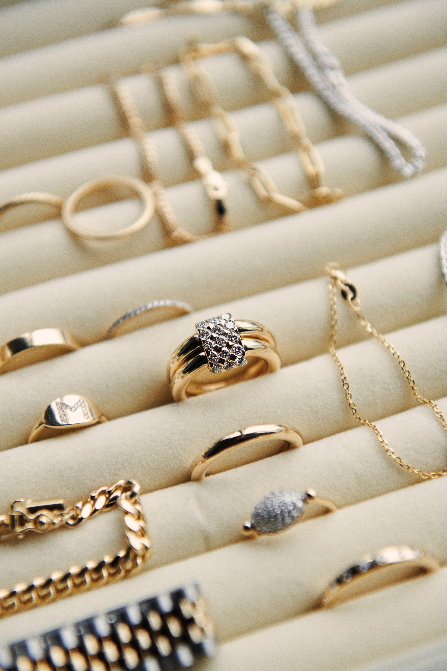 Diamond Initial Signet Ring