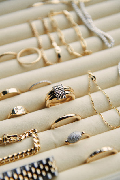 Diamond Initial Signet Ring