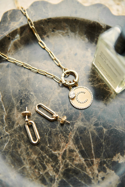 Diamond Medallion Initial Necklace