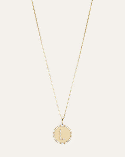 Diamond Medallion Initial Necklace