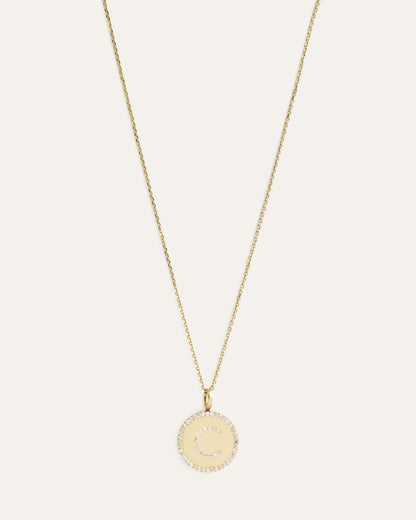 Diamond Medallion Initial Necklace