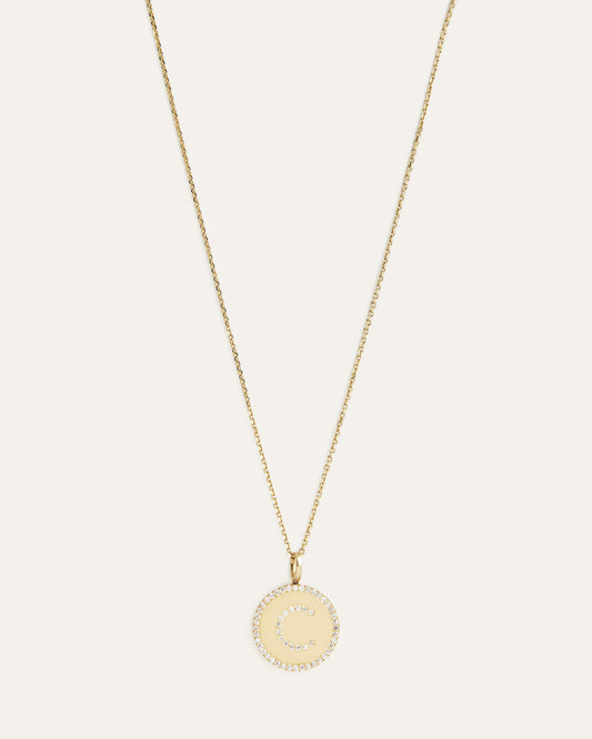 Diamond Medallion Initial Necklace