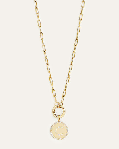 Diamond Medallion Initial Necklace
